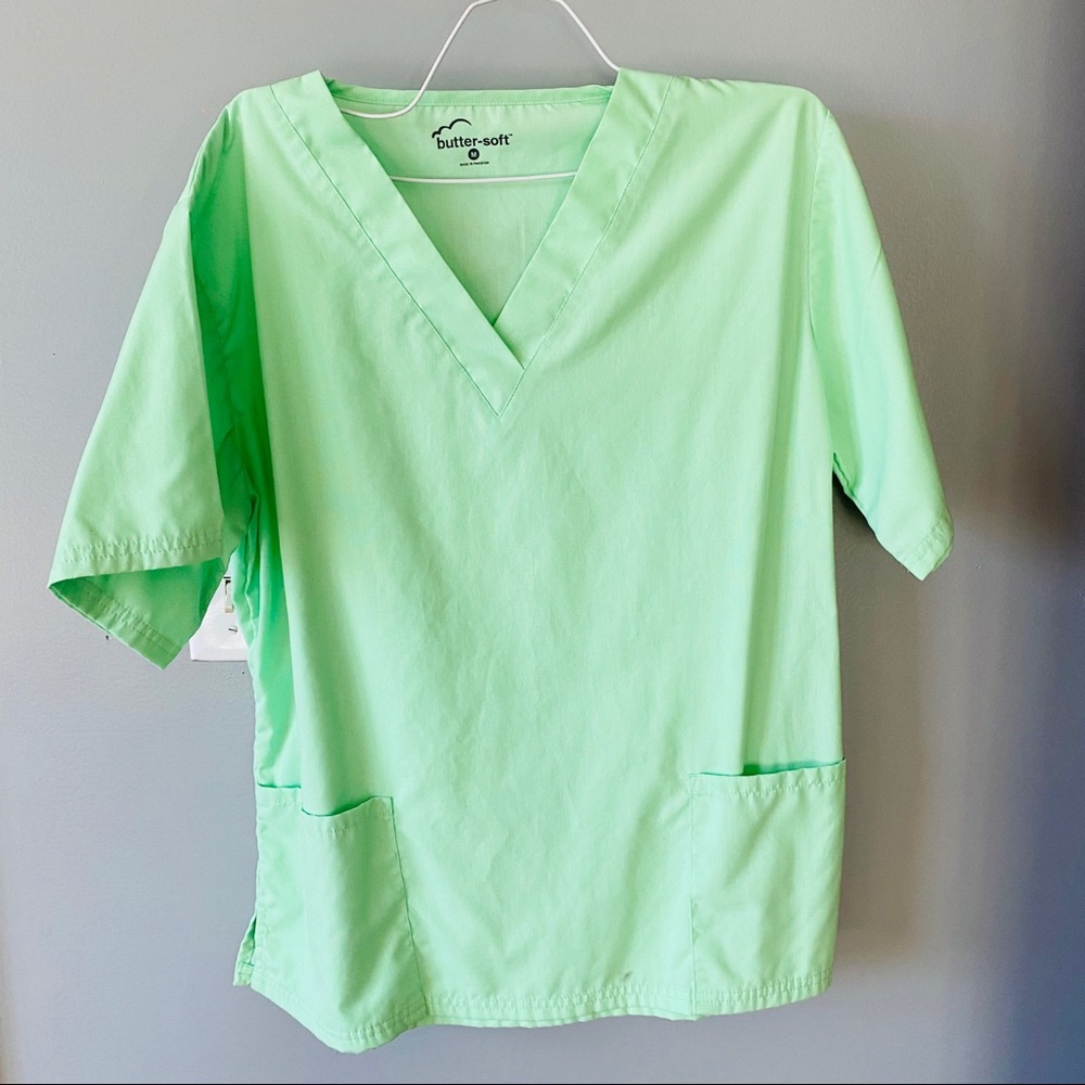 Buttersoft lime green scrub top